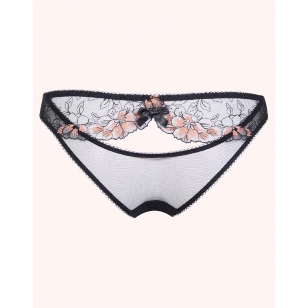 AGENT PROVOCATEUR LALEH Black & Bronze Net Floral Lace Brief 4/8-10
